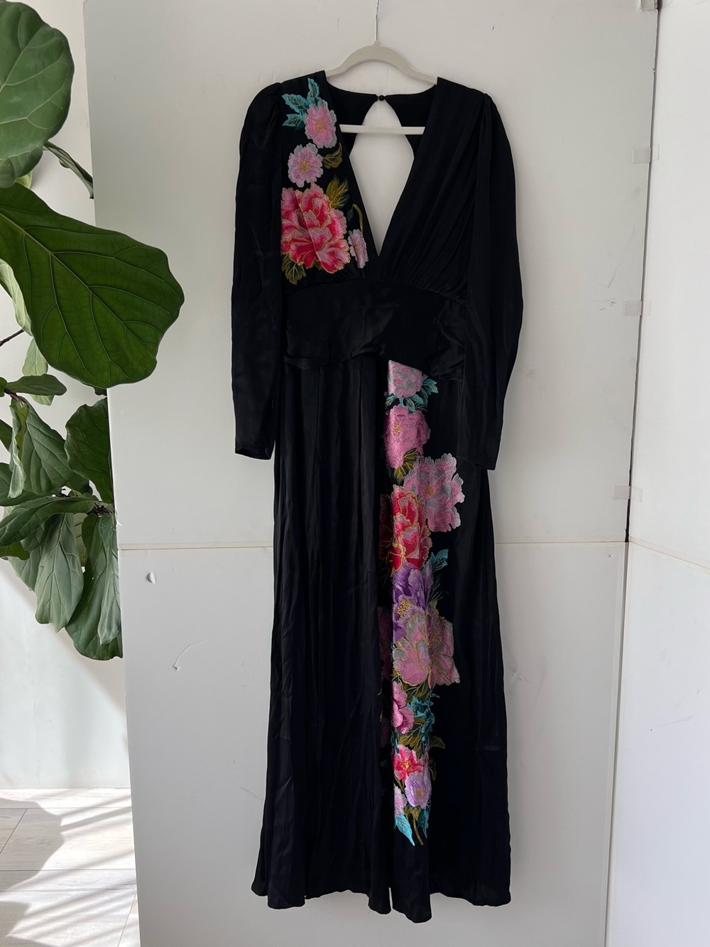 ASOS Black Floral Embroidered Maxi Dress